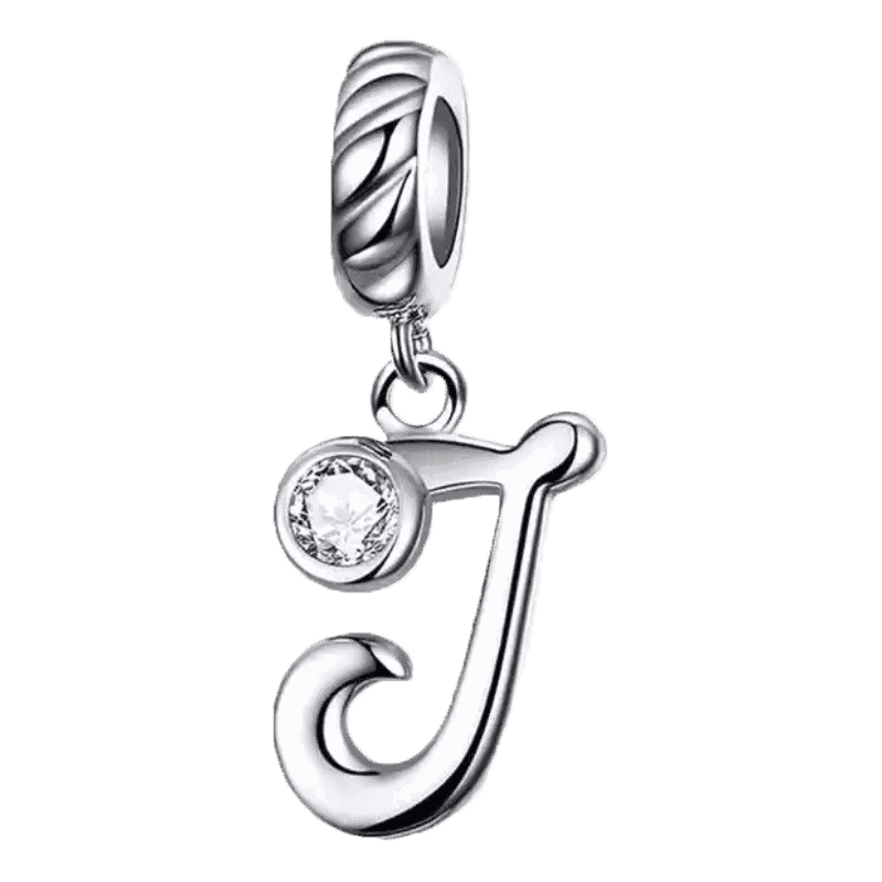 antiek Glad Twinkelen Sierletter J bedel | Hangende bedel letter charm | 925 Zilver mét  certificaat