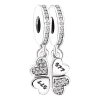 Product afbeelding vooraanzicht van onze prachtige BFF bedel die bestaat uit 2 bedels. Dus dubbel zoveel.In prachtig 925 sterling zilver met zirkonia afgewerkt.