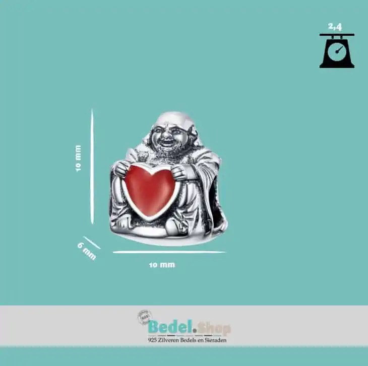 Bedel Boeddha hart | 925 Zilver Bedel.Shop