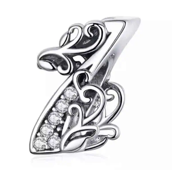 Cijfer Bedel 1 | Bedel nummer 1 met zirkonia | 925 Sterling Zilver