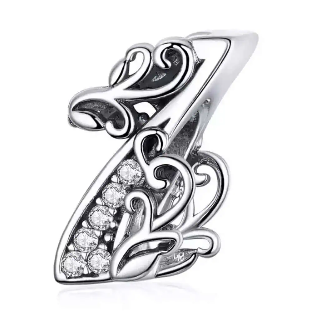 Cijfer Bedel 1 | Bedel nummer 1 met zirkonia | 925 Sterling Zilver