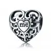 Vooraanzicht van onze prachtige valentijn hart you and me. The you staat op de voorkant en de me op de achterkant. Verder is deze bead helemaal opengewerkt. Gemaakt van hoogwaardig 925 sterling zilver. Perfect valentijn cadeau.