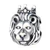 Product Afbeelding Vooraanzicht van onze prachtige leeuw bedel met kroon. Deze jungle leeuw is gemaakt van 925 sterling zilver.