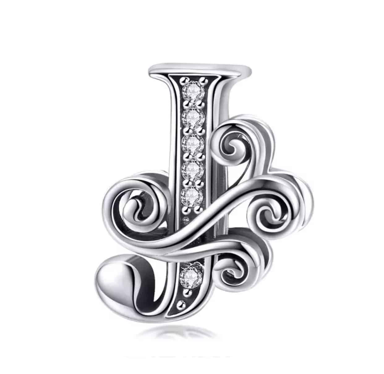 Uitroepteken Vervolgen Vrouw Bedel letter J | 925 Sterling Zilver Bedel.Shop