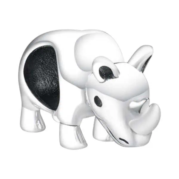 Product Afbeelding Vooraanzicht van onze prachtige bead uit de dieren collectie. Deze neushoorn is gemaakt van 925 sterling zilver.