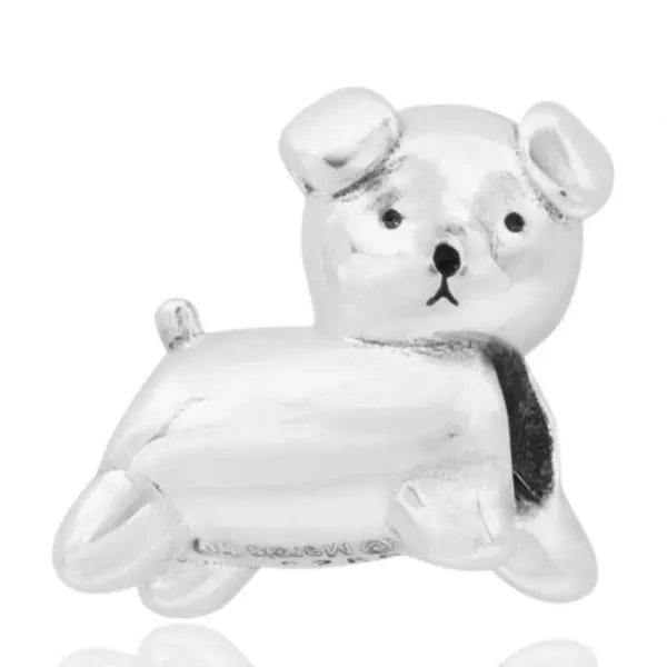 Afbeelding Product Vooraanzicht van onze lieve snuffie bead uit de nijntje collectie. Het hondje van nijntje heet snuffie en is gemaakt van 925 sterling zilver. De hond van miffy is een bead.