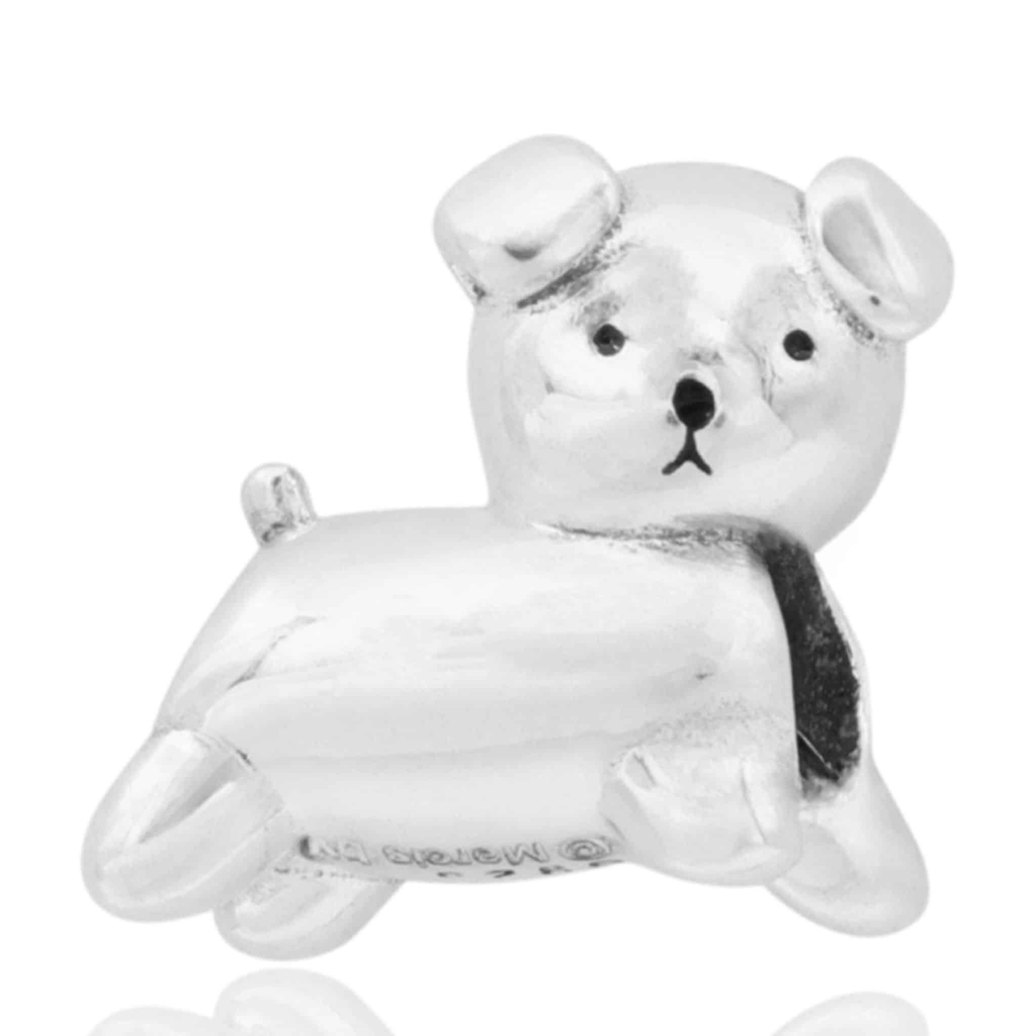 Afbeelding Product Vooraanzicht van onze lieve snuffie bead uit de nijntje collectie. Het hondje van nijntje heet snuffie en is gemaakt van 925 sterling zilver. De hond van miffy is een bead.