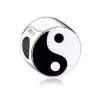 Product Afbeelding Voor en Achteraanzicht van onze geloof en geluk bedel yin en yang. De yin-yang bedel is prachtig afgemaakt met zwarte en witte emaille en gemaakt van 925 sterling zilver.
