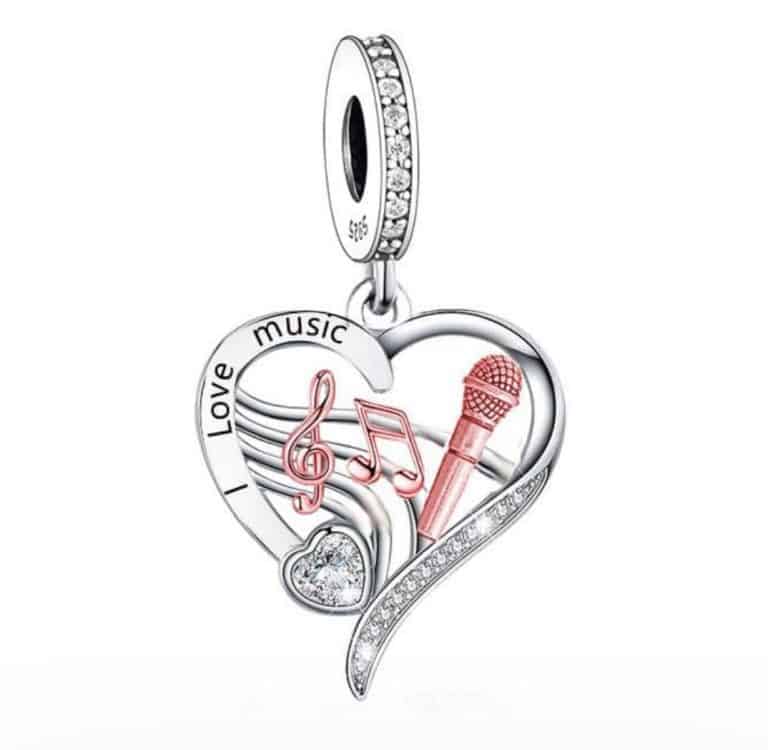 Elli Dames oorbellen met muzieksleutel motief muziek filigraan instrument in 925 sterling zilver, Facetgeslepen, Geen edelsteen