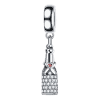Product Afbeelding Vooraanzicht van onze feest bedel collectie. Deze prachtige champagne fles charm is een echte eyecatcher aan je armband. De bedel is onderaan voorzien van zirkonia aan de bovenkant sluit de champagnefles zich met een klein rood emaille hart. Gemaakt van 925 sterling. Met echtheidscertificaat.