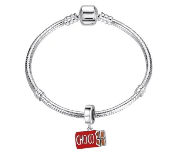 Bedel Chocolade reep | Charm bedel | 925 Sterling Zilver - Afbeelding 3