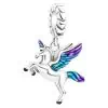 Product Afbeelding Zijaanzichten van onze super mooie charm uit de fantasy en dieren collectie. Deze prachtige eenhoorn is gemaakt van 925 sterling zilver en metalic emaille. De unicorn charm zijn gemaakt van hartjes achter elkaar in een rondje.