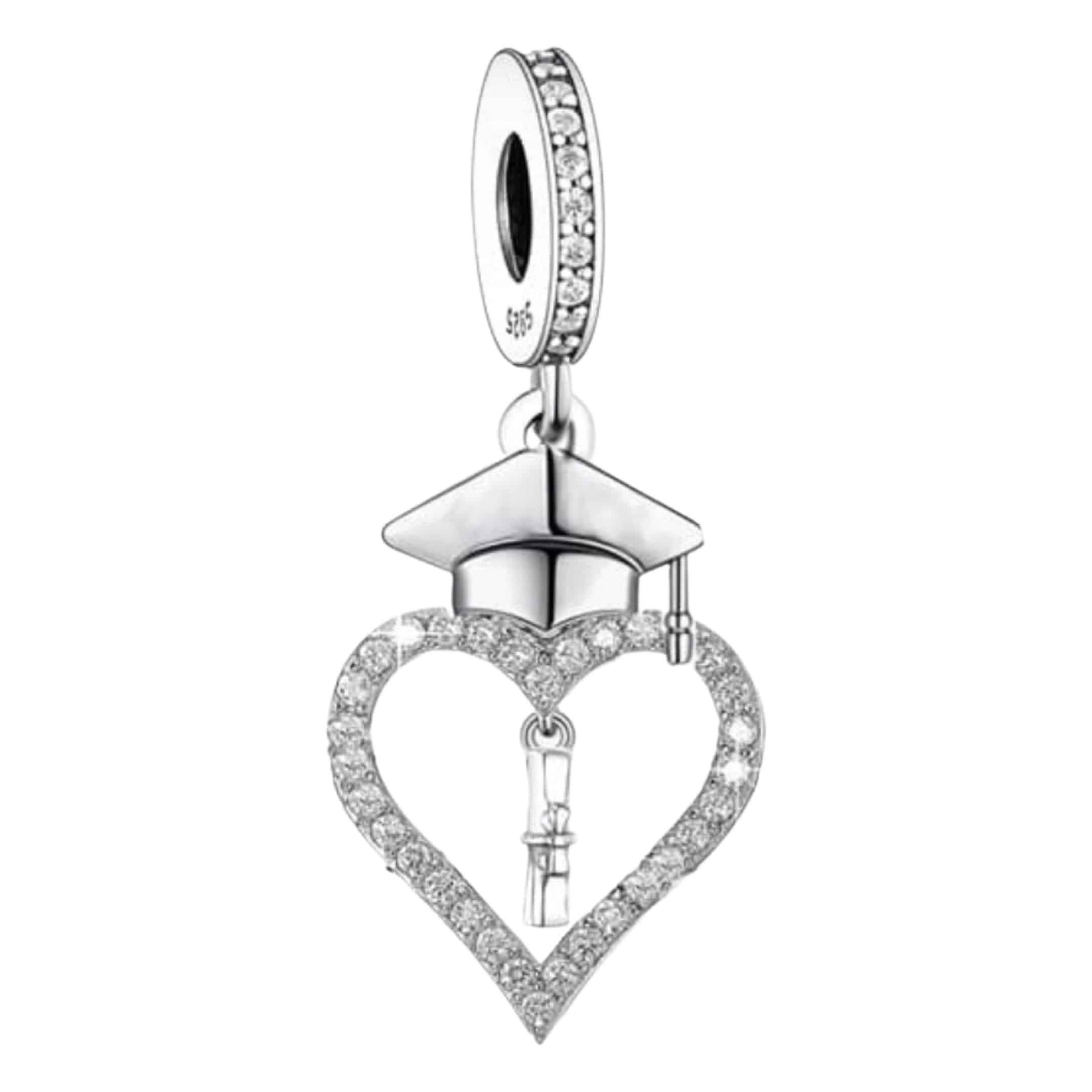 Hobart kubiek Eekhoorn Diploma bedel hart geslaagd | Charm | 925 Sterling Zilver