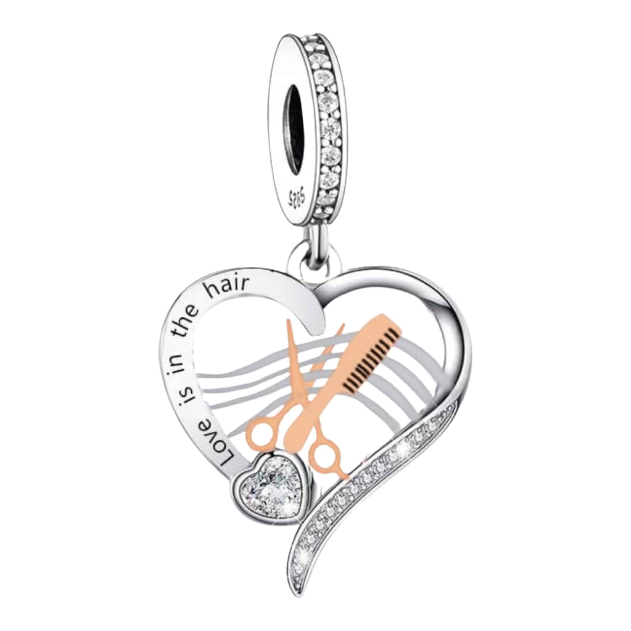 Onnauwkeurig de wind is sterk klant Bedel kapper hart | Bi-color charm | 925 Sterling Zilver