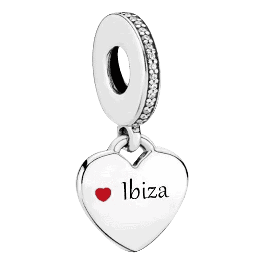 Voor en achteraanzicht van onze nieuw hart reis bedel Ibiza. De bedel heeft een klein rood hartje van emaille aan beide kanten. De charm is ingelegd met prachtige zirkonia's. Deze Ibiza hart charm is perfect voor de Ibiza fan.