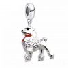 Product Afbeelding Vooraanzicht van onze dierencollectie. Deze prachtige poedel is een pedante nieuwe charm. De charm is gemaakt van 925 sterling zilver net als de hond. De poedel heeft net als normaal opgeschoren benen, staart en hoofd. De krullen van de poedel zijn heel erg gedetailleerd. De bedel is gemaakt van 925 sterling zilver en is afgemaakt met een rode halsband van rode emaille.