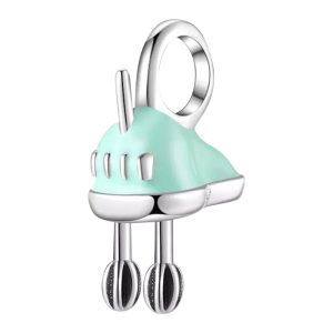 Product Afbeelding Zijaanzicht van onze prachtige mixer uit de categorie hobby en beroepen. Deze charm is gemaakt van 925 sterling zilver en met mint emaille afgewerkt. Deze mixer is een hobby bedel.