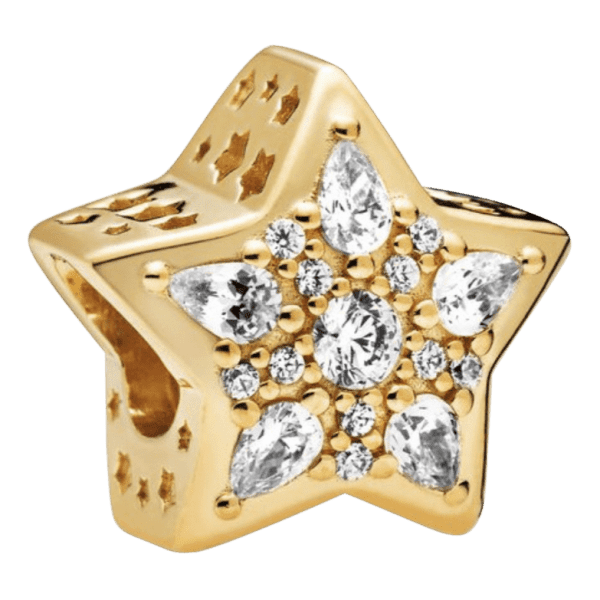 Product afbeelding vooraanzicht van onze prachtige gouden ster met zirkonia. Gemaakt van 925 Sterling zilver. Shine bright like a star