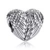 Product Afbeelding Voor en Achteraanzicht van onze prachtige engel hart bedel. Deze bead heeft gegraveerde engel vleugels aan de voor en achterzijde en is gemaakt van 925 sterling zilver.