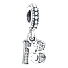 Product Afbeelding Vooraanzicht van onze charm 13 jaar. Deze bedel van 13 jaar met ster is gemaakt van 925 sterling zilver en zirkonia steentjes.