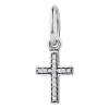 Voorkant van de kruis bedel met zirkonia in 925 Sterling Zilver. Fonkelende zirkonia kruis voor Gelovige