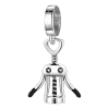 Vooraanzicht van de mooie kurketrekker. Deze charm is geweldig voor onze wijn liefhebbers. Gemaakt van zwarte emaille en 925 sterling zilver.