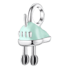 Product Afbeelding Vooraanzicht van onze mixer bedel met groene emaille. Gemaakt van 925 sterling zilver