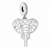 Product Afbeelding Vooraanzicht van onze nieuwe olifant bedel. Deze mandala oliefant charm heeft prachtige fijne lijntjes. De charm zelf is bezet met zirkonia. Uiteraard gemaakt van 925 sterling zilver.