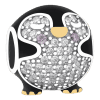 Product vooraanzicht van onze nieuwe dieren bedel. Deze prachtige pinguin is net als de vogel zelf heel sierlijk bewerkt. Er is zwarte en gele emaille gebruikt voor de details. De bead pinguin is aan de voorkant helemaal ingelegd met witte en paarse zirkonia. Als je een pinguin liefhebber bent, dan is dit de bedel voor jouw!