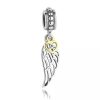 Voor en ook Achterkant van onze prachtige Engel vleugel met gouden hartje in 925 sterling zilver. Spread your wings.