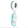 Product Afbeelding Vooraanzicht van onze nieuwe oceaan bedel. Dit prachige zeepaardje is gemaakt van 925 sterling zilver en emaille in de kleur mint en blauw. Dit prachtige paardje heeft een charm die is ingelegd met verschillende kleuren blauw en groen zirkonia's. Een echte eyecatcher voor aan je bedelarmband