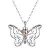 Product Afbeelding Vooraanzicht van onze prachtige as hanger ketting. Deze ketting is helemaal opengewerkt bij de vleugels van de vlinder. De as kan in het lijfje van de vlinder. Gemaakt van 925 sterling zilver. Inclusief ketting