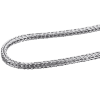 Zijaanzicht van onze nieuwe ketting foxtail. Deze prachtige vossenstaart ketting is verkrijgbaar in 3 verschillende maten. 45, 50 en 60 centimeter. Gemaakt van 925 Sterling zilver met 925 sterling keurmerk.