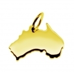 Product Afbeelding Vooraanzicht van onze 14 karaat gouden hanger van Australie. Deze mooie hanger gemaakt van goud is een mooie herinnering aan je land of vakantie. Om de landkaarthanger helemaal af te maken kun je er een briljantje plaatsen in het land waar je misschien geboren bent.