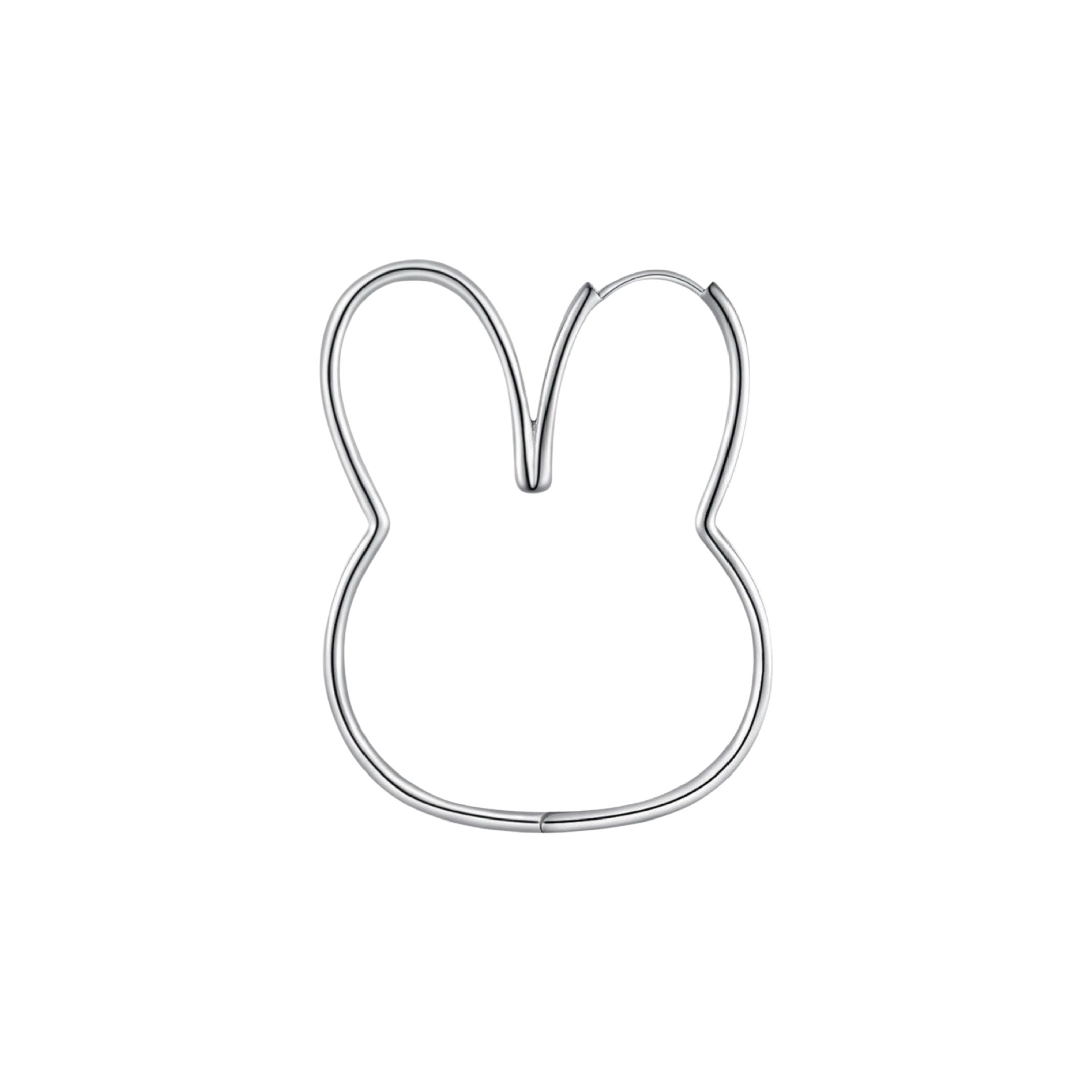 Product afbeelding Voor en Achteraanzicht van onze super mooie nijntje oorbellen small. Deze contour oorringen zijn gemaakt van 925 sterling zilver in de vorm van het hoofd van nijntje. De opening van de oor ring zit in het oor.