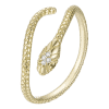 Product Afbeelding Vooraanzicht van deze prachtige ring slang. Met laagje goud maar gemaakt van 925 sterling zilver. Briljantjes voor de ogen van de ring. En makkelijk verstelbaar.