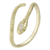 Product Afbeelding Vooraanzicht van deze prachtige ring slang. Met laagje goud maar gemaakt van 925 sterling zilver. Briljantjes voor de ogen van de ring. En makkelijk verstelbaar.