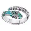 Product Afbeelding Bovenaanzicht van onze prachtige verstelbare ring van een tropical slang. Mooie slang gemaakt van 925 sterling zilver en blauwe en grone zirkonia en emaille. Met mooi relief.