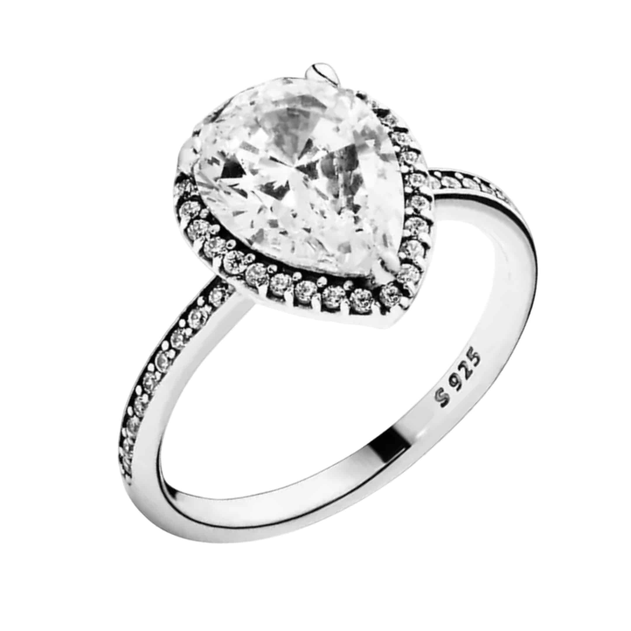 Ring Traan Of Druppel Grote Steen 925 Sterling Zilver