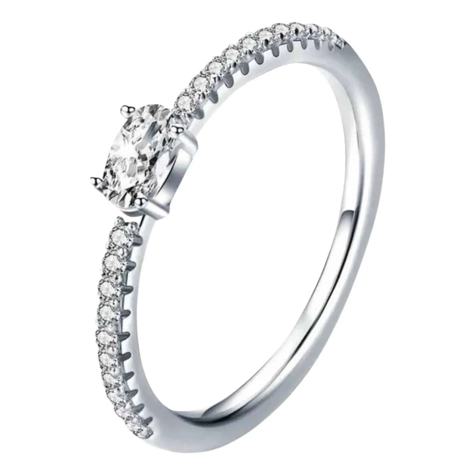 Product Afbeelding Vooraanzicht van onze prachtige nieuwe ring uit de ringen collectie. Deze ring is verkrijgbaar in verschillende mate. De ring is gemaakt van 925 sterling zilver en een grote vierkante zirkonia steen bovenop. Daarnaast halfrond ingelegd met kleine zirkonia steentjes.