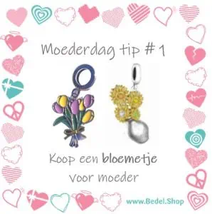 Afbeelding moederdag tip 1 in de moeder dag blog. Met bloemen. Tulpen bedel en zonnebloemen van vincent van gogh. Koop een bloemetje voor moeder. Beide bedels gemaakt van 925 sterling zilver.